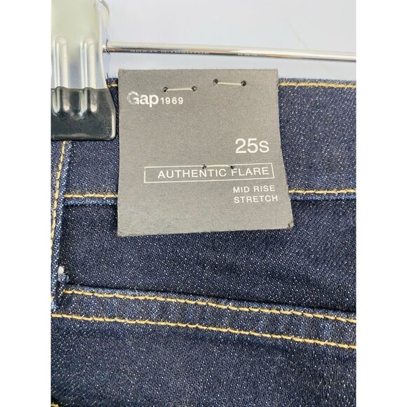 NWT Gap 1969 Womens 25S Authentic Flare Jeans Dark Wash Mid Rise Stretch - Picture 4 of 10